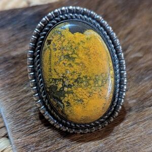 Chimney Butte Sterling Bumblebee Jasper BIG ring Size 9.5